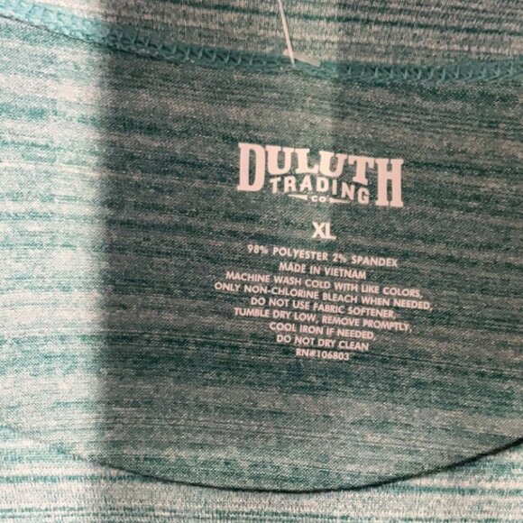 Duluth Trading Co Midi Dress Crewneck Teal Heathered Stripe Stretch Fall Casual - Picture 5 of 6